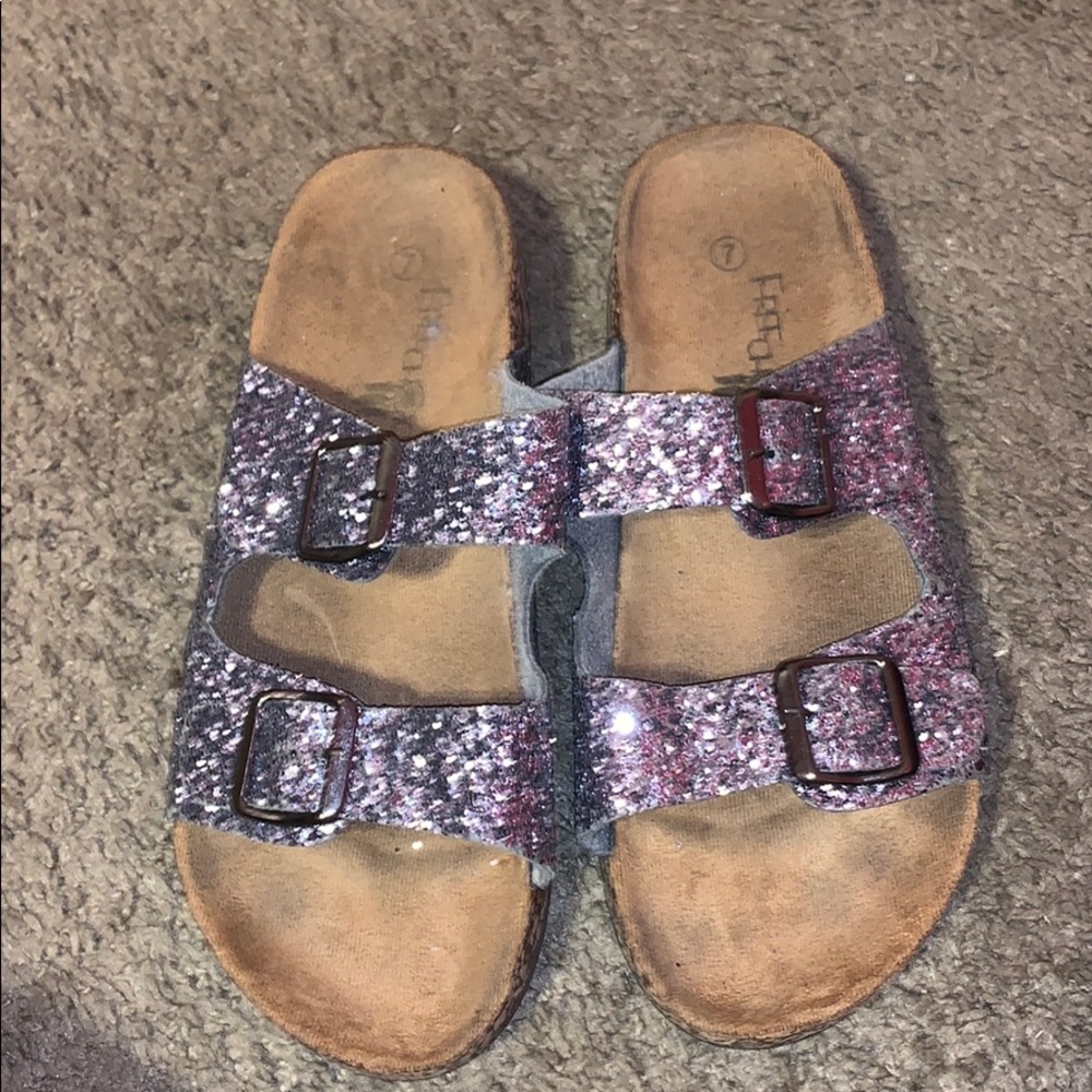 Sparkly slip-in sandals
